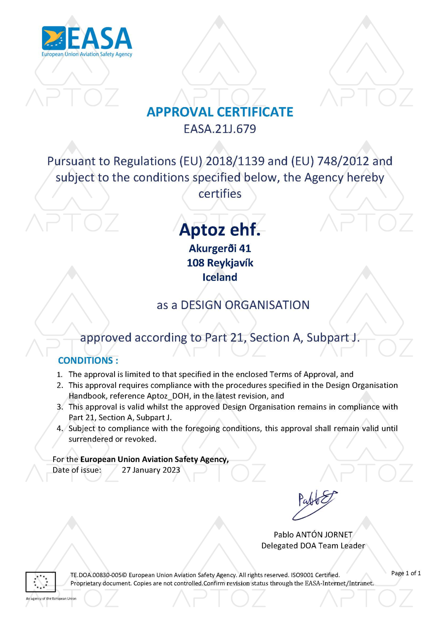 Approvals & STCs - Aptoz